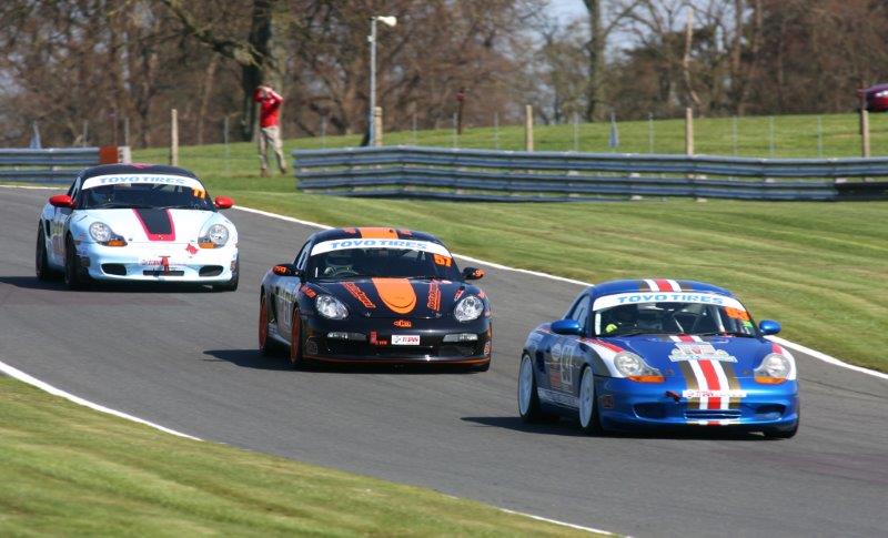 Race 2 - Garry Lawrance leads with Gary Duckman and Ed Hayes in pursuit motorsportdays.com